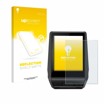 Face avant d’un emballage produit avec le logo de la marque upscreen. À côté, l’appareil Bosch Nyon 2 2021 est représenté avec