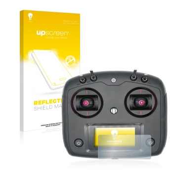 Face avant d’un emballage produit avec le logo de la marque upscreen. À côté, l’appareil FlySky FS-i6S est représenté avec la 