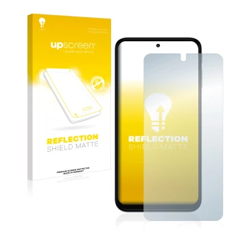 Face avant d’un emballage produit avec le logo de la marque upscreen. À côté, l’appareil Motorola Moto G31 est représenté avec