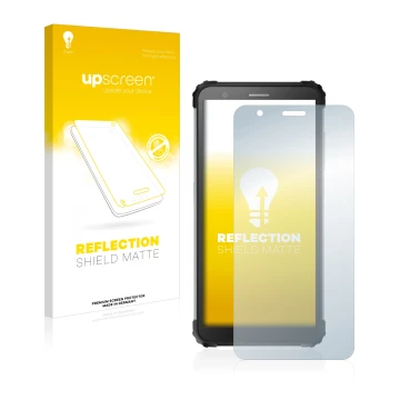 Face avant d’un emballage produit avec le logo de la marque upscreen. À côté, l’appareil Blackview BV6600 Pro est représenté a