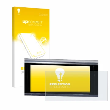 Face avant d’un emballage produit avec le logo de la marque upscreen. À côté, l’appareil Audi Q3 2021 Infotainment System 10.1