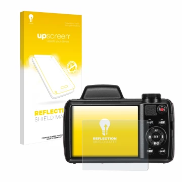 Face avant d’un emballage produit avec le logo de la marque upscreen. À côté, l’appareil Kodak Pixpro AZ525 est représenté ave