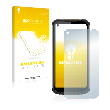 Face avant d’un emballage produit avec le logo de la marque upscreen. À côté, l’appareil Oukitel WP16 est représenté avec la p