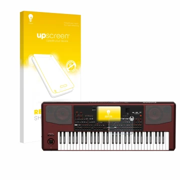 Face avant d’un emballage produit avec le logo de la marque upscreen. À côté, l’appareil KORG Pa1000 est représenté avec la pr