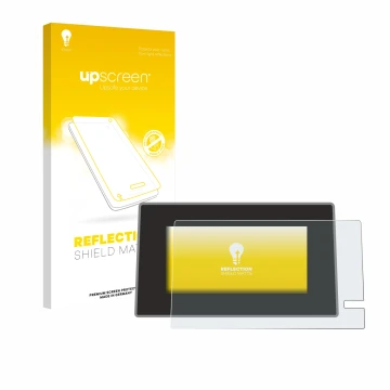 Face avant d’un emballage produit avec le logo de la marque upscreen. À côté, l’appareil Renault Trafic 2021 Easy Link 8