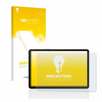 Face avant d’un emballage produit avec le logo de la marque upscreen. À côté, l’appareil Samsung Galaxy Tab S8 WiFi est représ