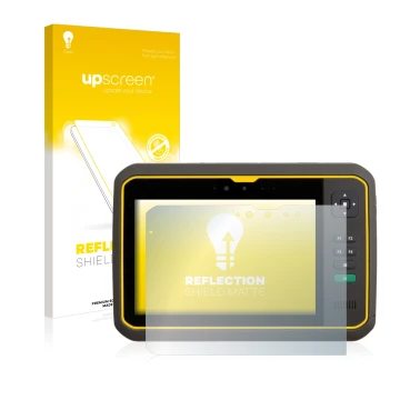 Face avant d’un emballage produit avec le logo de la marque upscreen. À côté, l’appareil Trimble T7 est représenté avec la pro