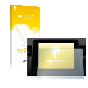 Face avant d’un emballage produit avec le logo de la marque upscreen. À côté, l’appareil Renault Captur Easy Link 7