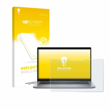 Face avant d’un emballage produit avec le logo de la marque upscreen. À côté, l’appareil Dell Latitude 7320 2-in-1 est représe
