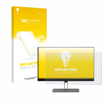 Face avant d’un emballage produit avec le logo de la marque upscreen. À côté, l’appareil HP E24 G4 est représenté avec la prot