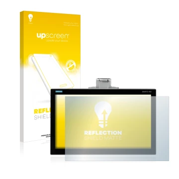 Face avant d’un emballage produit avec le logo de la marque upscreen. À côté, l’appareil Siemens Simatic HMI TP1200 Comfort Pr