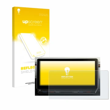 Face avant d’un emballage produit avec le logo de la marque upscreen. À côté, l’appareil Cupra Formentor 2020-2022 Infotainmen