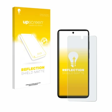 Face avant d’un emballage produit avec le logo de la marque upscreen. À côté, l’appareil Motorola Moto G52 est représenté avec