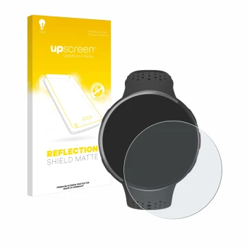 Face avant d’un emballage produit avec le logo de la marque upscreen. À côté, l’appareil Polar Pacer Pro est représenté avec l