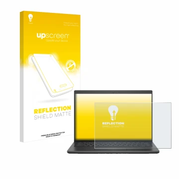 Face avant d’un emballage produit avec le logo de la marque upscreen. À côté, l’appareil Dell Latitude 3420 est représenté ave