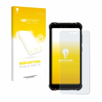 Face avant d’un emballage produit avec le logo de la marque upscreen. À côté, l’appareil Hotwav T5 Pro est représenté avec la 