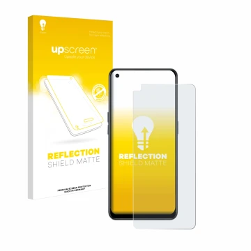 Face avant d’un emballage produit avec le logo de la marque upscreen. À côté, l’appareil Oppo Reno 8 Lite est représenté avec 