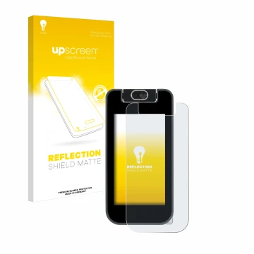 Face avant d’un emballage produit avec le logo de la marque upscreen. À côté, l’appareil Vtech KidiBuzz 3 est représenté avec 