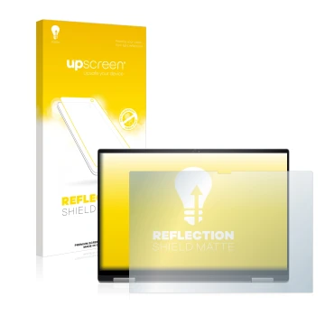 Face avant d’un emballage produit avec le logo de la marque upscreen. À côté, l’appareil Dell Inspiron 16 7620 2-in-1 est repr