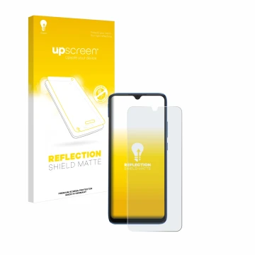 Face avant d’un emballage produit avec le logo de la marque upscreen. À côté, l’appareil Xiaomi Redmi 10C est représenté avec 