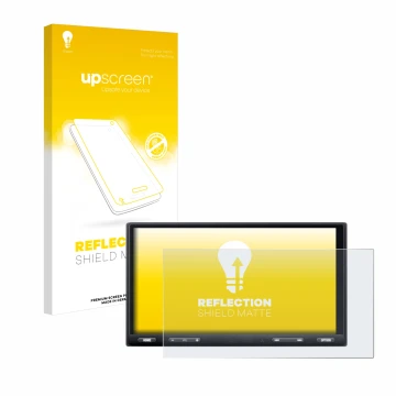 Face avant d’un emballage produit avec le logo de la marque upscreen. À côté, l’appareil Sony XAV-AX5650 est représenté avec l