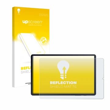 Face avant d’un emballage produit avec le logo de la marque upscreen. À côté, l’appareil Samsung Galaxy Tab S6 Lite WiFi 2022 