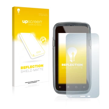 Face avant d’un emballage produit avec le logo de la marque upscreen. À côté, l’appareil Honeywell Dolphin CT60 XP est représe