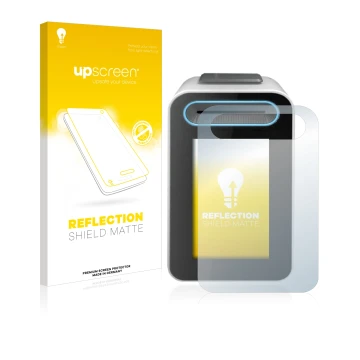 Face avant d’un emballage produit avec le logo de la marque upscreen. À côté, l’appareil Cherry eHealth Terminal ST-1506 est r