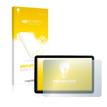 Face avant d’un emballage produit avec le logo de la marque upscreen. À côté, l’appareil MEDION Lifetab P10752 est représenté 
