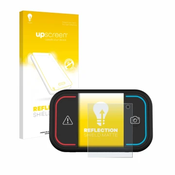 Face avant d’un emballage produit avec le logo de la marque upscreen. À côté, l’appareil Saphe Drive Mini est représenté avec 