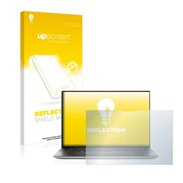 Face avant d’un emballage produit avec le logo de la marque upscreen. À côté, l’appareil Dell XPS 15 9510 Touch est représenté