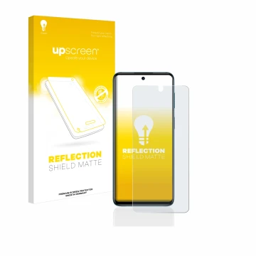 Face avant d’un emballage produit avec le logo de la marque upscreen. À côté, l’appareil Motorola Moto G42 est représenté avec