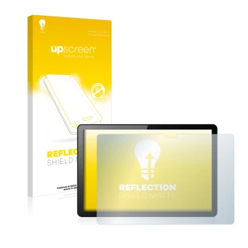 Face avant d’un emballage produit avec le logo de la marque upscreen. À côté, l’appareil Lenovo Tab M10 (3ème Gen.) est représ