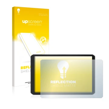 Face avant d’un emballage produit avec le logo de la marque upscreen. À côté, l’appareil Garmin dezl LGV810 est représenté ave