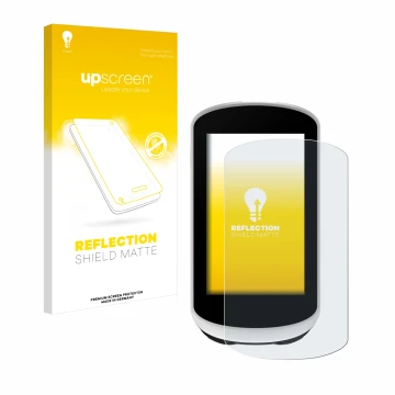 Face avant d’un emballage produit avec le logo de la marque upscreen. À côté, l’appareil Garmin Edge Explore 2 est représenté 