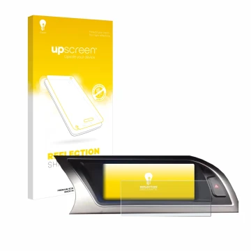 Face avant d’un emballage produit avec le logo de la marque upscreen. À côté, l’appareil Audi Audi A4 B8 (2012-2015) MMI Navig