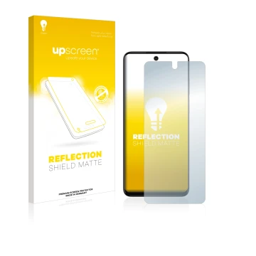 Face avant d’un emballage produit avec le logo de la marque upscreen. À côté, l’appareil Motorola Moto G32 est représenté avec