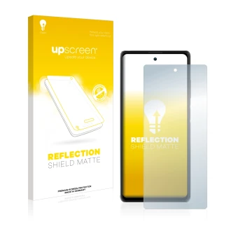 Face avant d’un emballage produit avec le logo de la marque upscreen. À côté, l’appareil Blackview A100 est représenté avec la