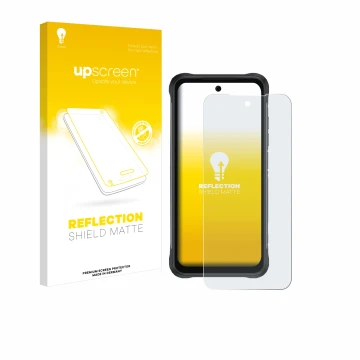 Face avant d’un emballage produit avec le logo de la marque upscreen. À côté, l’appareil Umidigi Bison 2 Pro est représenté av