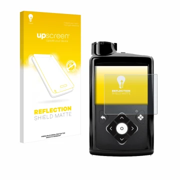 Face avant d’un emballage produit avec le logo de la marque upscreen. À côté, l’appareil Medtronic Minimed 780G est représenté