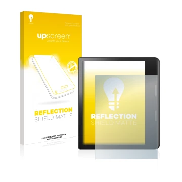 Face avant d’un emballage produit avec le logo de la marque upscreen. À côté, l’appareil Tolino Epos 3 est représenté avec la 