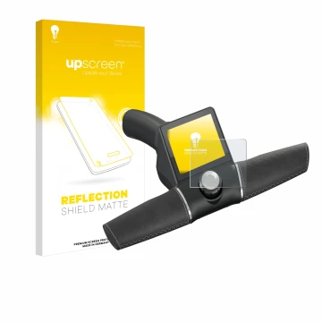 Face avant d’un emballage produit avec le logo de la marque upscreen. À côté, l’appareil Motocaddy M3 GPS Electric Trolley 202
