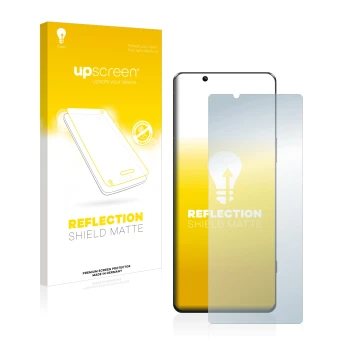 Face avant d’un emballage produit avec le logo de la marque upscreen. À côté, l’appareil Sony Xperia 5 IV est représenté avec 