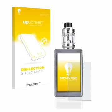 Face avant d’un emballage produit avec le logo de la marque upscreen. À côté, l’appareil GeekVape T200 est représenté avec la 