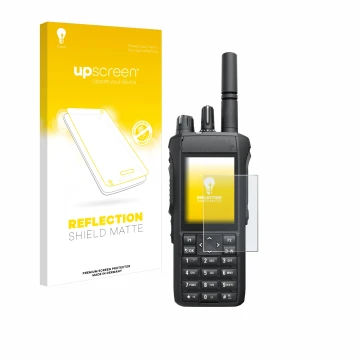 Face avant d’un emballage produit avec le logo de la marque upscreen. À côté, l’appareil Motorola R7 est représenté avec la pr