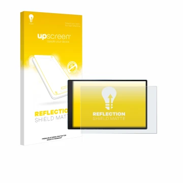 Face avant d’un emballage produit avec le logo de la marque upscreen. À côté, l’appareil Garmin DriveSmart 86 est représenté a