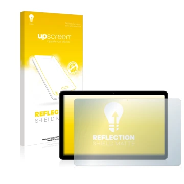 Face avant d’un emballage produit avec le logo de la marque upscreen. À côté, l’appareil Nokia T21 est représenté avec la prot