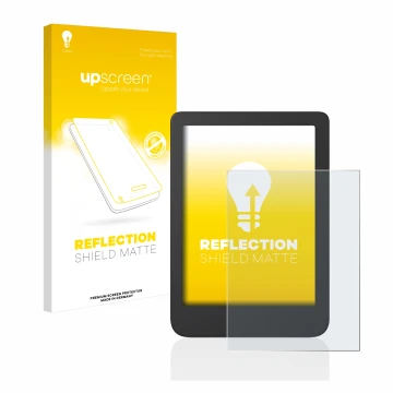 Face avant d’un emballage produit avec le logo de la marque upscreen. À côté, l’appareil Tolino Shine 4 est représenté avec la