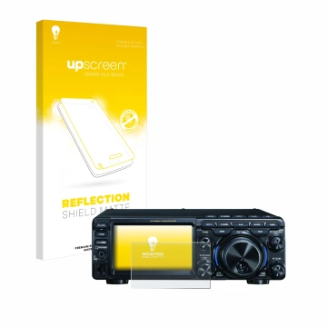 Face avant d’un emballage produit avec le logo de la marque upscreen. À côté, l’appareil Yaesu FT-710 est représenté avec la p