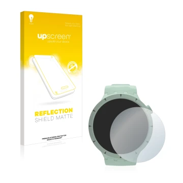 Face avant d’un emballage produit avec le logo de la marque upscreen. À côté, l’appareil Swatch Big Bold Bioceramic est représ